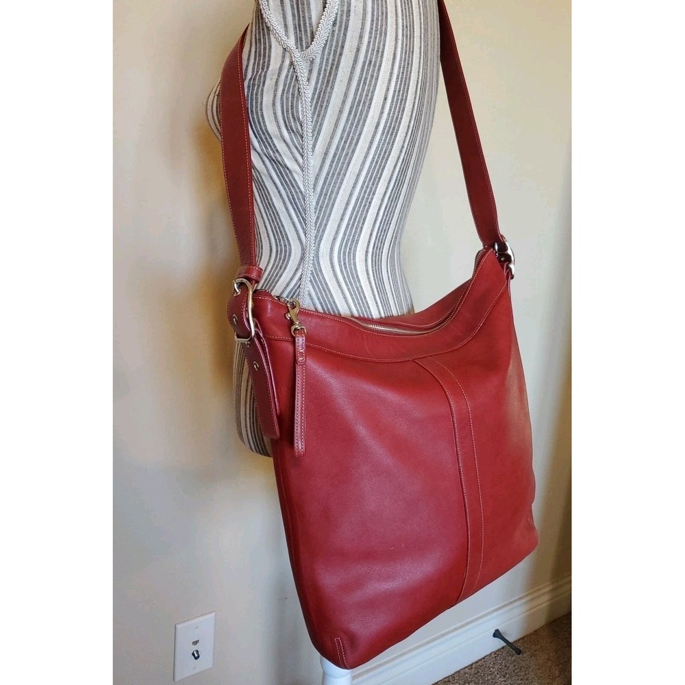 Coach Legacy Hobo Crossbody Bag Vtg 9177 Red Oxblood Duffle W/ Tassel* - Picture 4 of 16